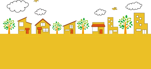 Fensteraufkleber 街並みの背景イラスト（黄色） © fussan