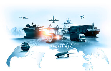 Logistics international delivery concept, World map with logistic network distribution on...