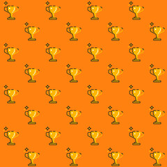 Shiny Gold Trophy Vector Seamless Pattern