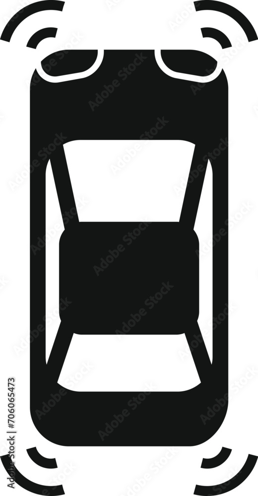 Poster safety vehicle top view icon simple vector. control system. detector limit