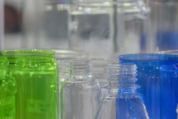 The various type of plastic bottles container.