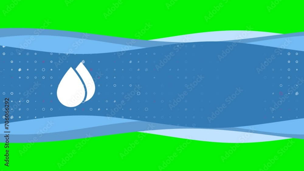 Poster animation of blue banner waves movement with white water drop symbol on the left. on the background 