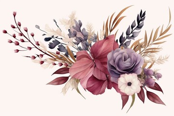 Transparent png of dried bouquet flowers illustration. Generative AI