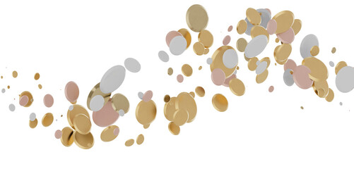 Gilded Celebration: Magnificent 3D Illustration of a Grand gold Confetti Event
