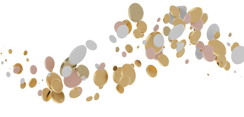 Gilded Celebration: Magnificent 3D Illustration of a Grand gold Confetti Event