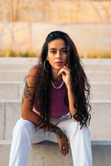 Portrait of a young urban latina woman