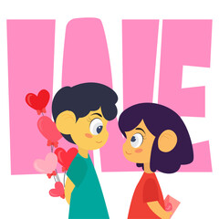 Valentines day cute couple vector illustration