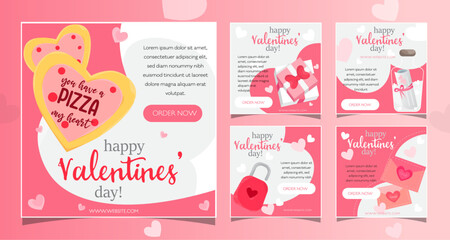 Fototapeta na wymiar Valentines day social media post vector illustration