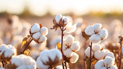 コットンフラワー、白い綿花が咲く風景