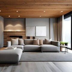 A minimalist living room with neutral tones and a large, cozy sectional sofa5