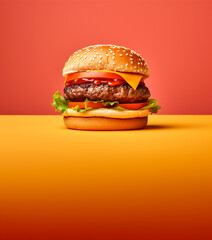 Imagen de una deliciosa hamburguesa generado por ia