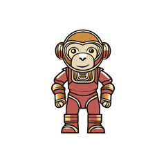 cute monkey cyborg cartoon style