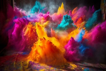 Obraz na płótnie Canvas Vibrant burst of colors. Paint holi celebration. Generative AI