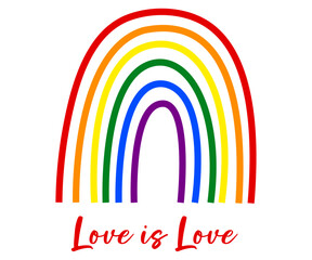 Rainbow minimalist. Community Pride Month. Love, Freedom, Support, Peace Symbol. Flat Vector
