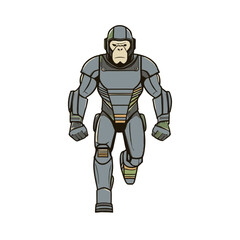monkey cyborg cartoon style