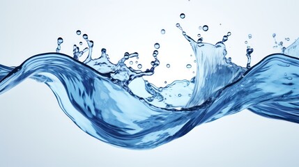 A Close-up of Blue water, spiral, liquid, splash, swirling wave, white isolated background. - obrazy, fototapety, plakaty