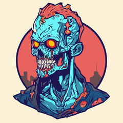halloween skull zombie for t shirt design