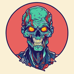 halloween skull zombie for t shirt design