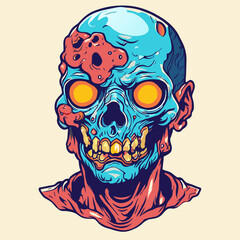 halloween skull zombie for t shirt design