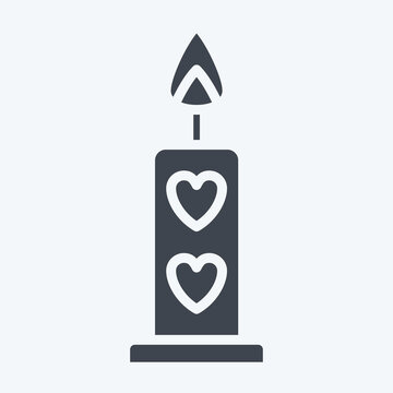 Icon Candle. related to Valentine Day symbol. glyph style. simple design editable. simple illustration