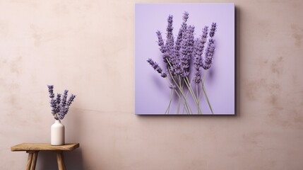 Elegant lavender sprigs standing tall against a soft, muted lilac canvas.