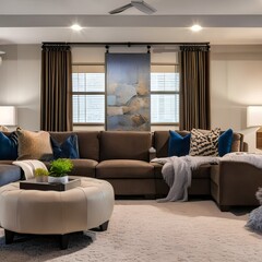 A cozy and inviting family room with a large sectional sofa and plush rugs3