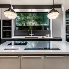 A sleek and modern kitchen with high-gloss cabinets and integrated appliances5