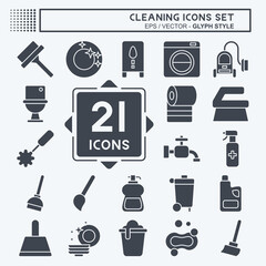 Icon Set Cleaning. related to Household Appliance symbol. glyph style. simple design editable. simple illustration