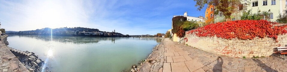 Germany Passau old town building along Rhine river and Danube river
