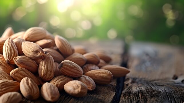 Almonds Close Up Background. (Generative AI).
