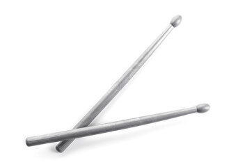 Two drum sticks isolated on white, top view