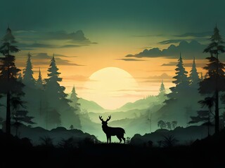 deer in the sunset, Generative AI