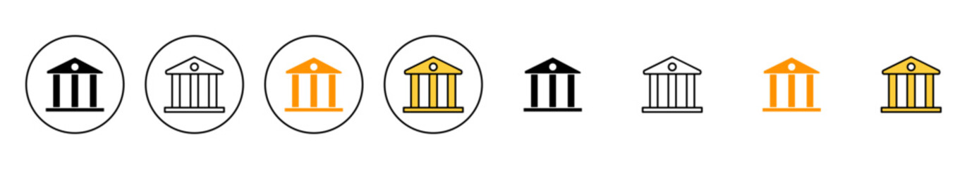 Bank icon set vector. Bank sign and symbol, museum, university - obrazy, fototapety, plakaty