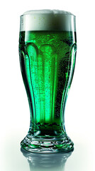 Glass of green beer on white background. St. Patrick's Day celebration, irish tradition