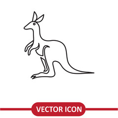 Kangaroo vector icon. Animal sign, flat vector liner flat illustration on white background..eps