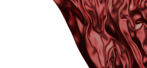 3d render of abstract red cloth falling. Silk drapery flies away.
