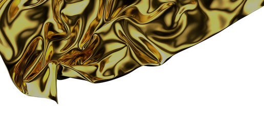 Golden Weave: Abstract 3D Gold Cloth Illustration with Intricate Patterns