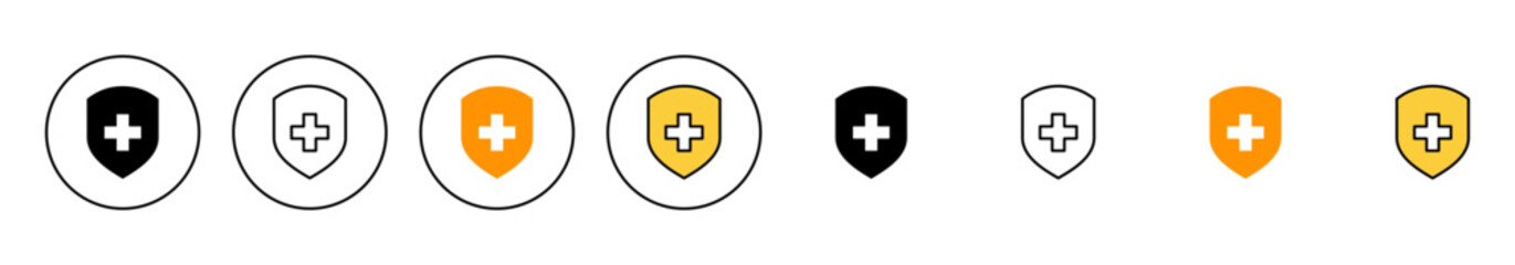 Obraz premium Health insurance icon set vector. Insurance document sign and symbol