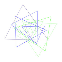 An abstract transparent triangle spiral burst design element.