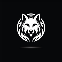 Fototapeta premium wolf head silhouette, Vector logo wolf black white
