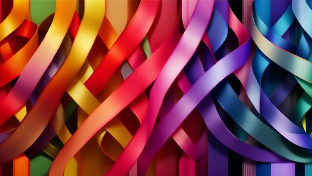 vivid textures featuring colorful ribbons overlapping in wavelike patterns