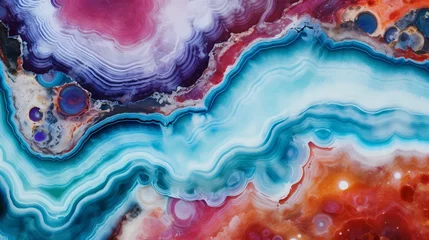 Cercles muraux Cristaux Marble's close-up showcases a breathtaking kaleidoscope of colors, creating a vibrant symphony