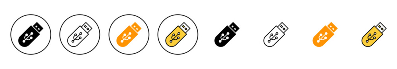 Usb icon set vector. Flash disk sign and symbol. flash drive sign.