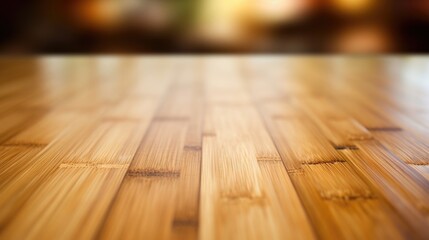 Closeup of a bamboo flooring panel, revealing its durability and environmentallyfriendly...