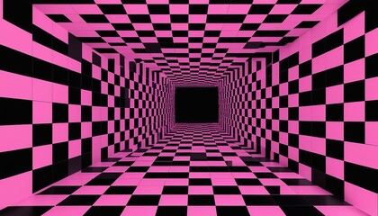 Optical Illusion of Squares in Black, White, and Pink