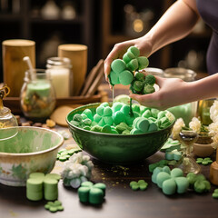 Handmaking Green, St. Patrick's Day Soaps, Bath Bombs