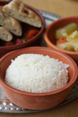 Closeup of Cooked white rice 