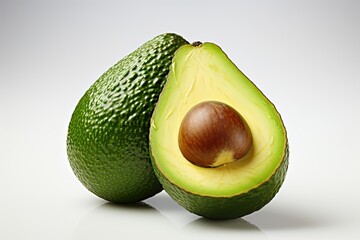 Fresh and healthy avocado on a white background.