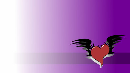 red winged heart tattoo ink sticker background postal card in vector format