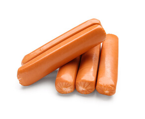 Tasty sausages isolated on white background